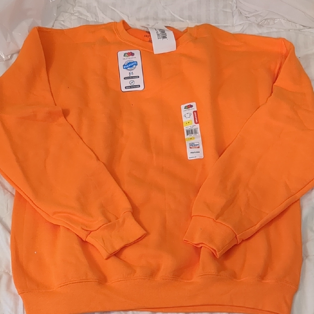 Fruit Of The Loom Orange Crewneck Sweater Vibrant Fleece